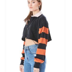 CARMAR DENIM CROP RUGBY STRIPE STONE WASH SHIRT NEW